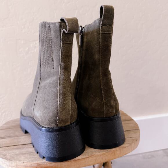 Vince Camuto Neframes Leather Suede Chelsea Ankle Boots Army Green Olive 6.5 NWT - Picture 6 of 11